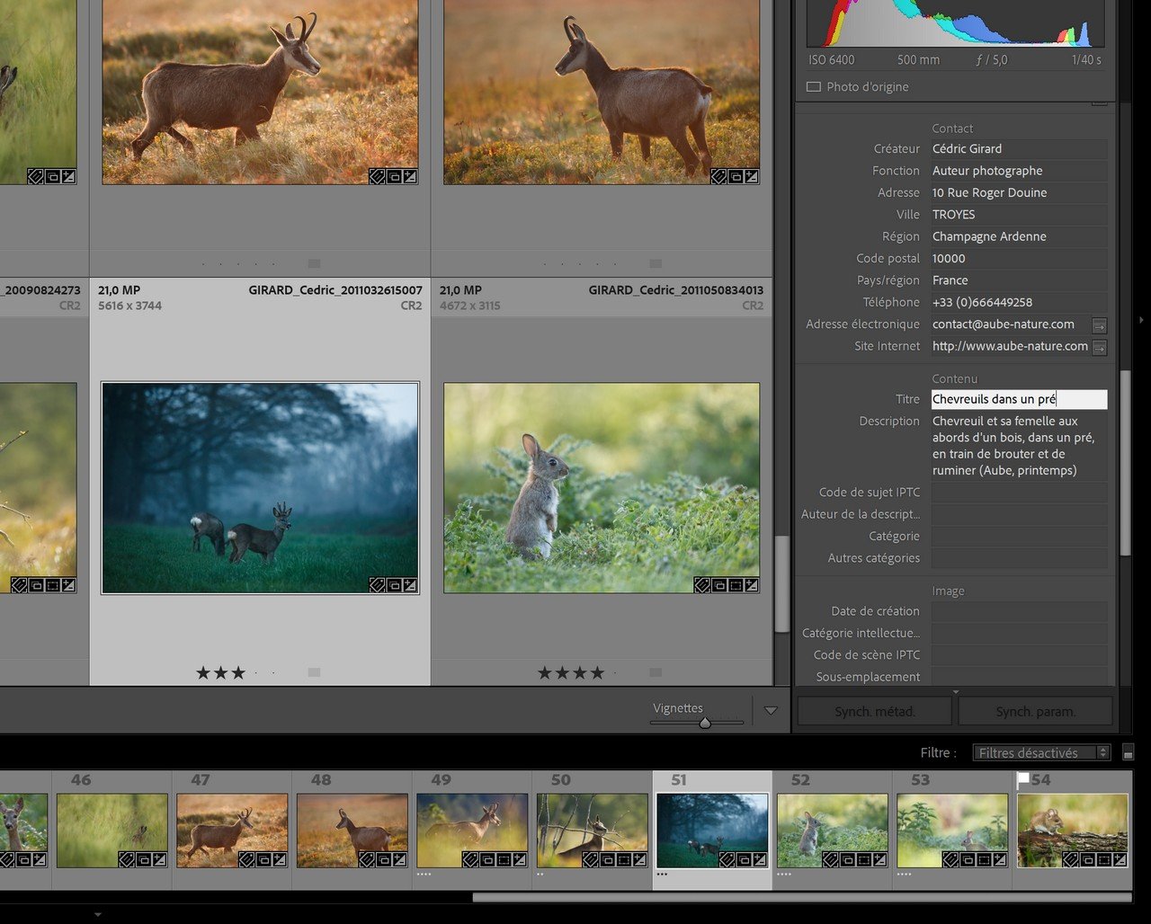 Gestion des données IPTC