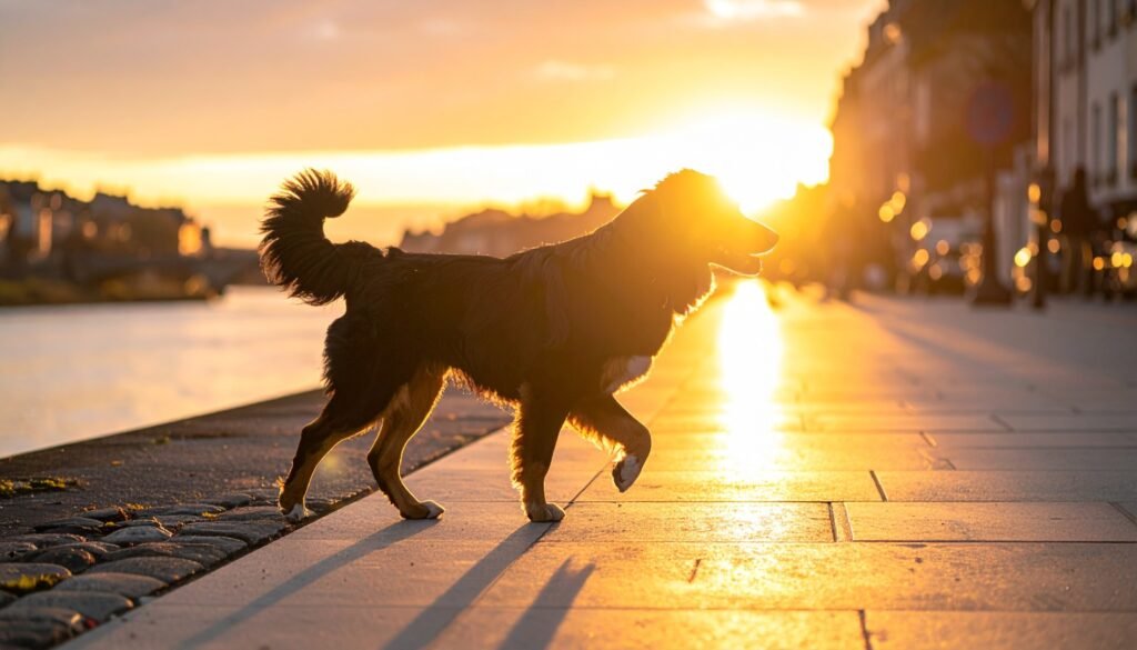 berger australien bord de loire contre jour