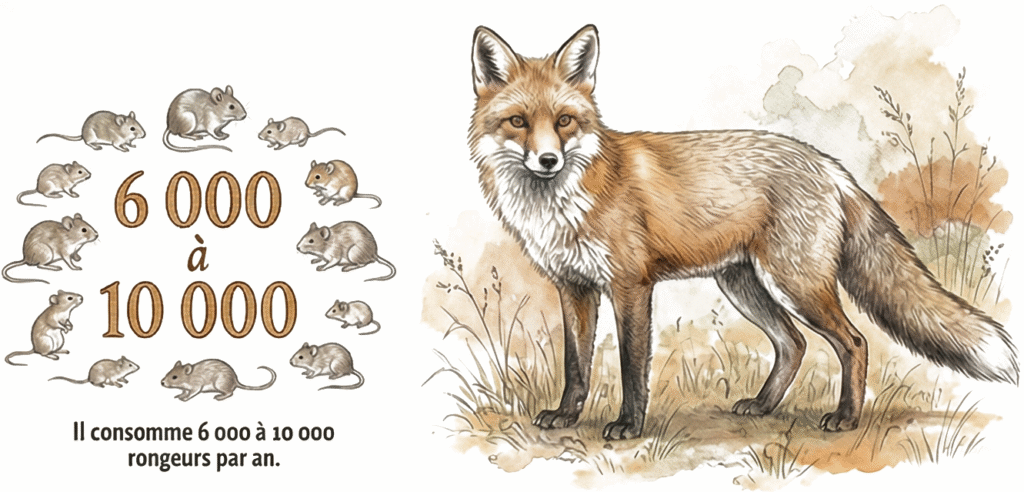 Le renard : un prédateur dont le régime alimentaire est constitué de 60 à 80% par les micromammifères 