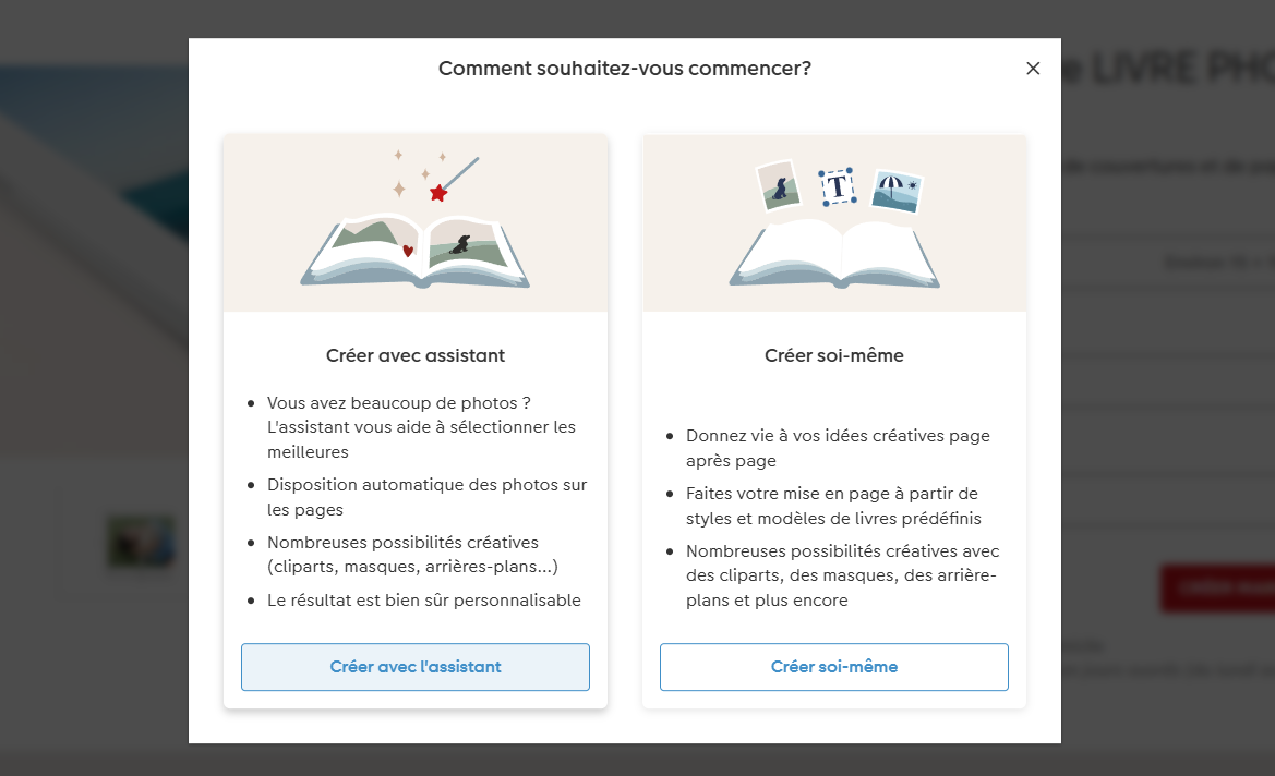 La plupart des éditeurs, à l'image de Cewe, proposent un mode "Assistant" vous facilitant la mise en page