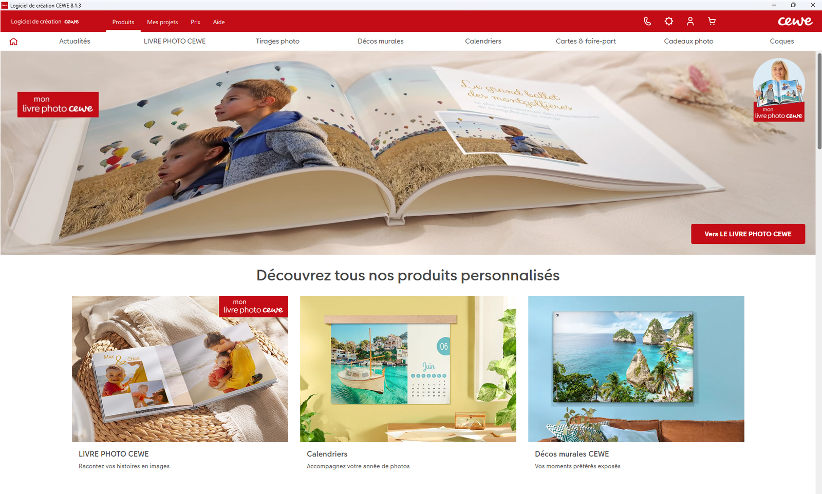 De prime abord, le logiciel de chez Cewe offre une interface proche... du site web !